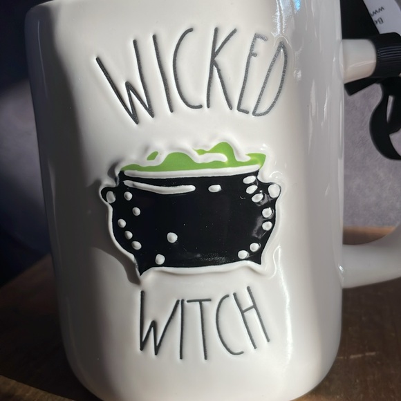 Rae Dunn “Wicked Witch” Cauldron White  Black Lettering Green Interior Mug - Picture 5 of 7